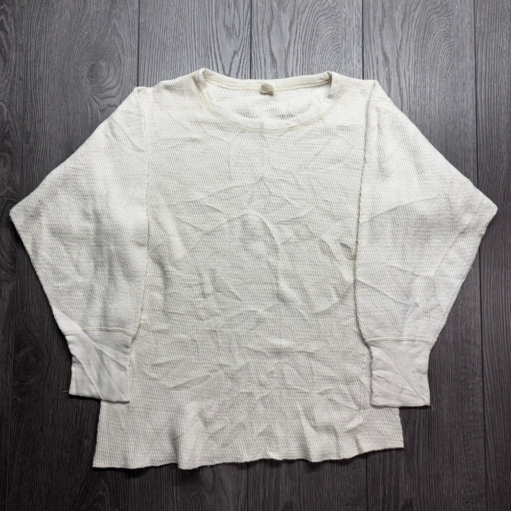 Vintage 70s JCPenney Thermal Shirt Mens XL Cream Waffle Knit Cotton